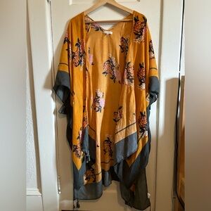 Woven Heart Mustard Kimono with tassels